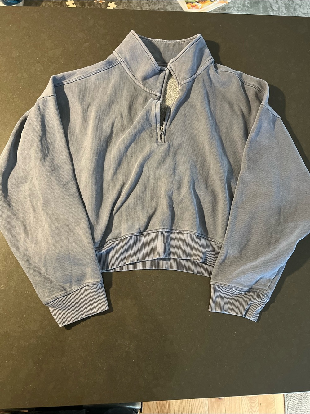 PINK Victoria’s Secret XL Oversized Quarter Zip Sweatshirt Washed Gray Pullover - Picture 6 of 8